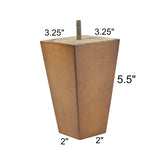 ProFurnitureParts Sandstone 5.5" Tall Tapered Wood Sofa Legs w/Anti-Skid Pads, Leg Plates Included Set of 4