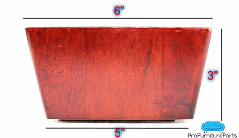ProFurnitureParts 3" Tall Square Tapered Dark Cherry Wood Sofa Legs Set of 4