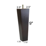 ProFurnitureParts Dark Walnut 9" Tall Tapered Wood Sofa Legs w/Anti-Skid Pads, Leg Plates Included Set of 4