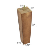 ProFurnitureParts Sandstone 9" Tall Tapered Wood Sofa Legs w/Anti-Skid Pads, Leg Plates Included Set of 4