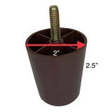 ProFurnitureParts 2.5" Brown Round HDPE PLastic Sofa Leg W/Bolt Set of 4