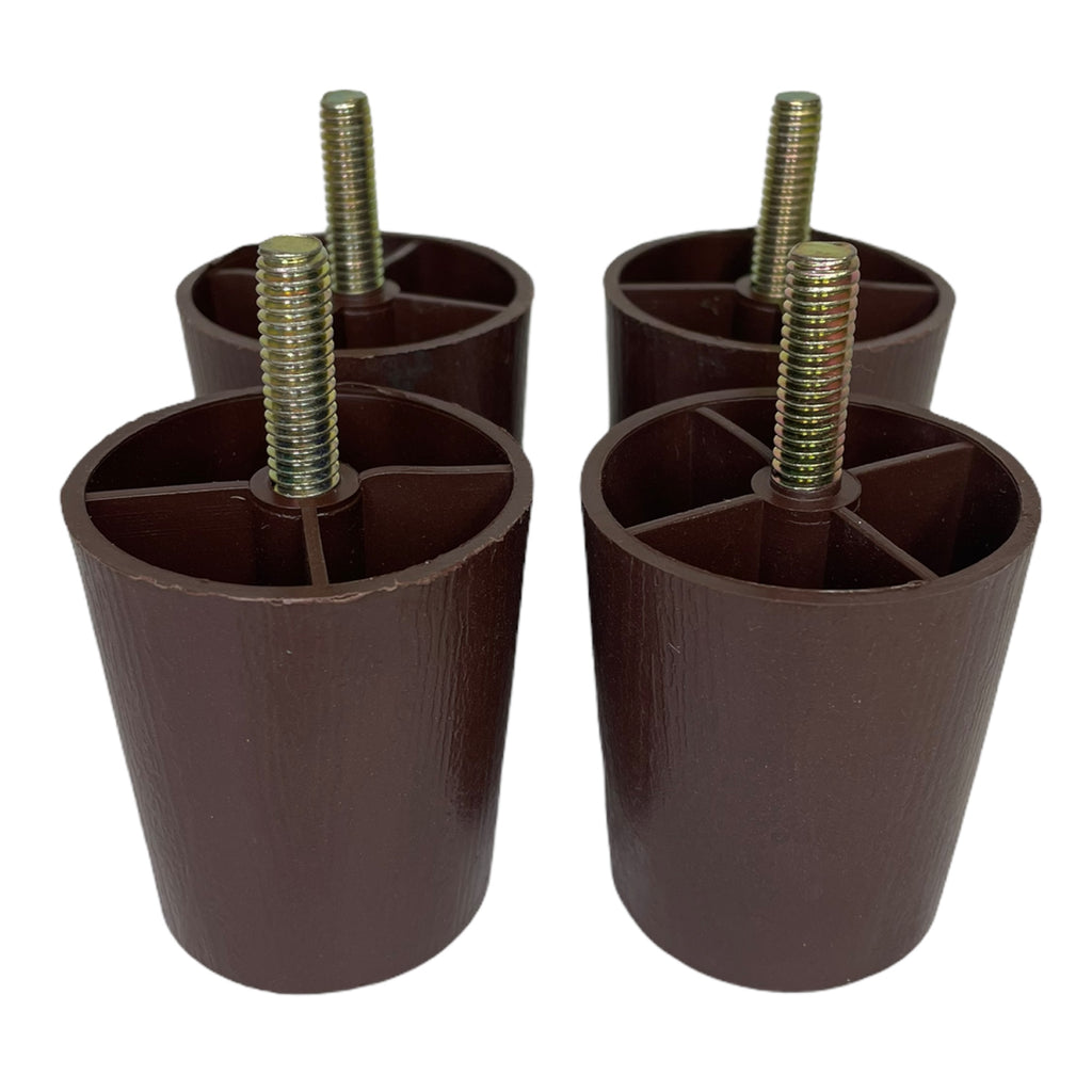 ProFurnitureParts 2.5" Brown Round HDPE PLastic Sofa Leg W/Bolt Set of