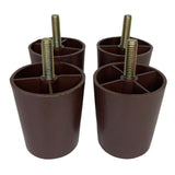 ProFurnitureParts 2.5" Brown Round HDPE PLastic Sofa Leg W/Bolt Set of 4