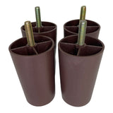 ProFurnitureParts 3.5" Brown Round HDPE PLastic Sofa Leg W/Bolt Set of 4