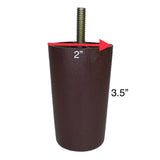 ProFurnitureParts 3.5" Brown Round HDPE PLastic Sofa Leg W/Bolt Set of 4