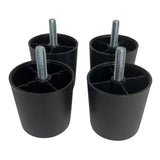 ProFurnitureParts 2" BLACK Round HDPE PLastic Sofa Leg W/Bolt Set of 4