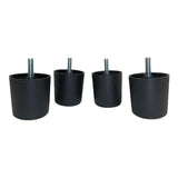 ProFurnitureParts 2" BLACK Round HDPE PLastic Sofa Leg W/Bolt Set of 4