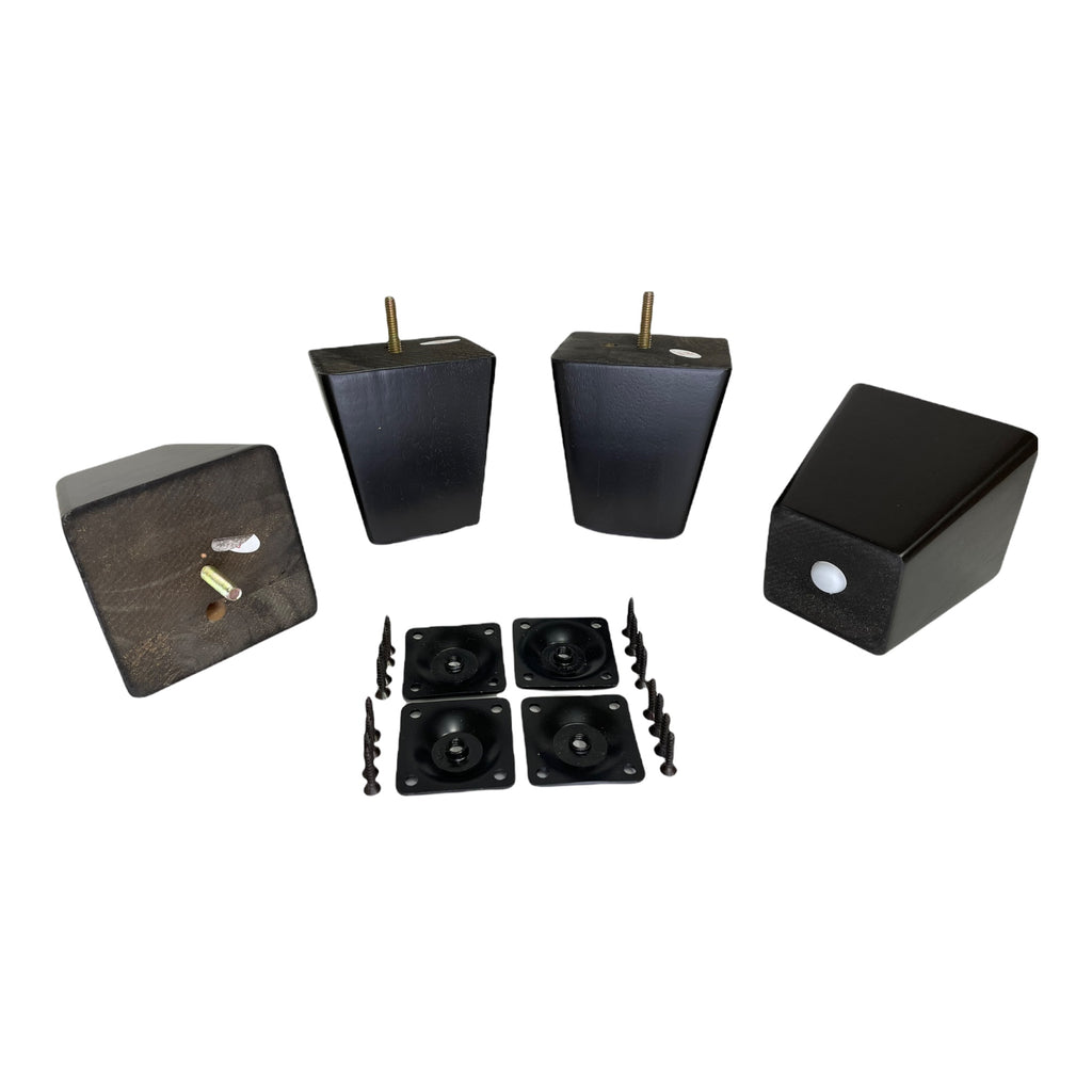 ProFurnitureParts 4" Inch Black Finish Square Tapered Wood Sofa Legs W