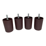 ProFurnitureParts 3" Brown Round HDPE Plastic Sofa Leg W/Bolt Set of 4