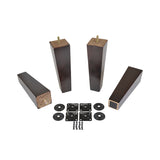 ProFurnitureParts Dark Walnut 9" Tall Tapered Wood Sofa Legs w/Anti-Skid Pads, Leg Plates Included Set of 4