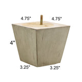 ProFurnitureParts Antique Gray 4" Tall Square Tapered Wood Sofa Legs w/Anti-Skid Pads, Leg Plates Included Set of 4