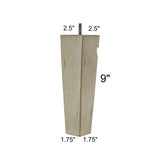 ProFurnitureParts Antique Gray 9" Tall Tapered Wood Sofa Legs w/Anti-Skid Pads, Leg Plates Included Set of 4
