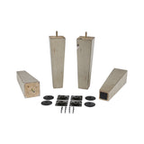 ProFurnitureParts Antique Gray 9" Tall Tapered Wood Sofa Legs w/Anti-Skid Pads, Leg Plates Included Set of 4